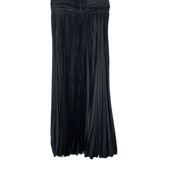 Petal and Pup Maira Black Satin Sleeveless Pleated Maxi Dress | Size 18 - Picture 5 of 9